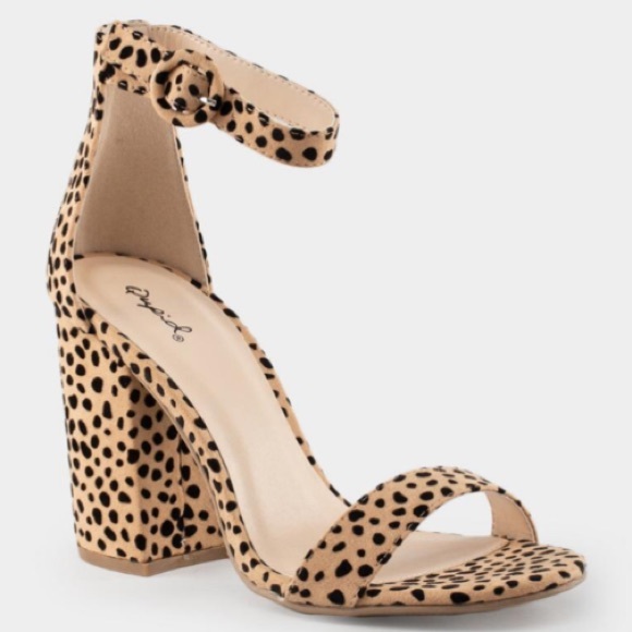 qupid leopard block heels